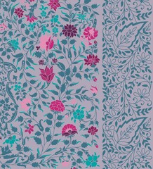 wedding card design, traditional paisley floral pattern , royal India	