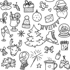 Christmas and Winter Doodles Elements. Vector elements for Christmas