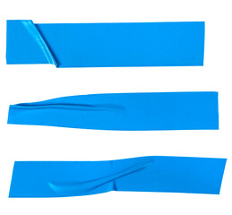 Obraz premium Collage blue pieces of Insulating tape isolated on a white background. set adhesive tape