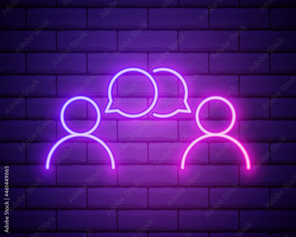 Poster dialogue of people icon. elements of interview in neon style icons. simple icon for websites, web de