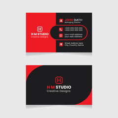 Vector modern creative simple and clean business card design, red abstract unique luxury and professional name card design, print ready corporate and brand identity design.