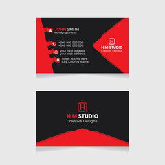 Vector modern creative simple and clean business card design, red abstract unique luxury and professional name card design, print ready corporate and brand identity design.