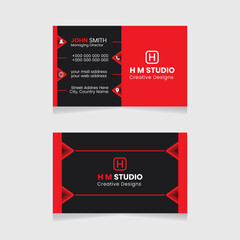 Vector modern creative simple and clean business card design, red abstract unique luxury and professional name card design, print ready corporate and brand identity design.