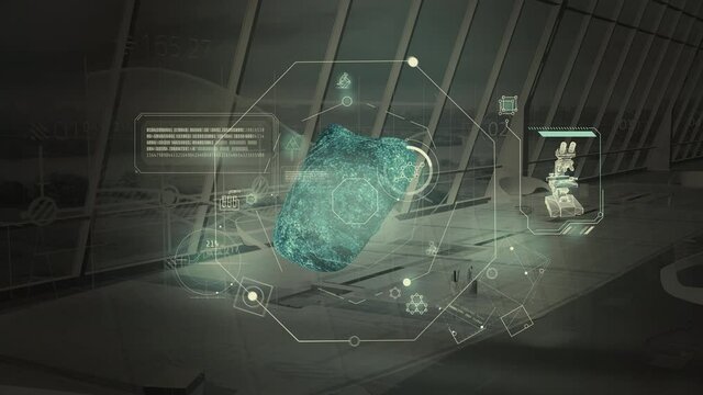 Infographics about scientific developments on the office background, 3D render. - Powered by Adobe