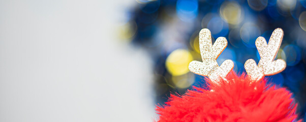 An image select focus reindeer and Blur bokeh images include colors for facebook cover use as background or christmas festival wallpaper.