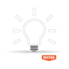 Bulb icon vector isolated on white background. Trendy bulb icon in flat style. Template for app, ui and logo. Icon bulb for your web site. Modern bulb icon, EPS 10
