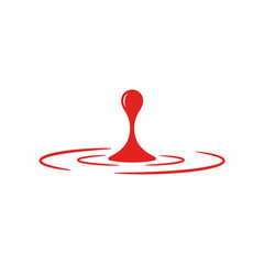 Falling drop of blood with splash icon design. Vector illustration.