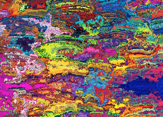 Bright psychedelic background digital illustration.