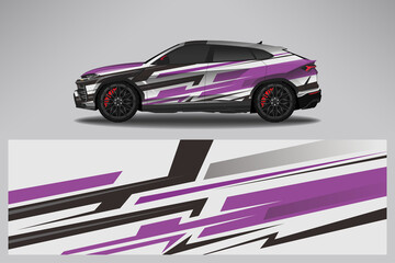 Wrap car vector design decal. Graphic abstract line racing background design for vehicle, race car, rally, adventure livery camouflage.