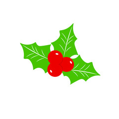 vector holly berry, New Year berry in flat and cartoon graphics on a white background, beautiful festive berry for design