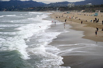 Pontile e spiaggia di Santa Monica, California, USA