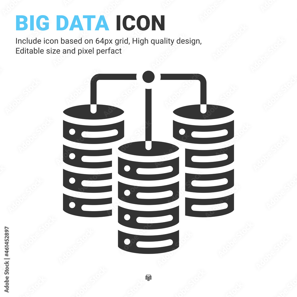 Poster big data icon vector with glyph style isolated on white background. vector illustration data server 