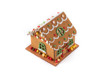 Christmas gingerbread house isolated on white background