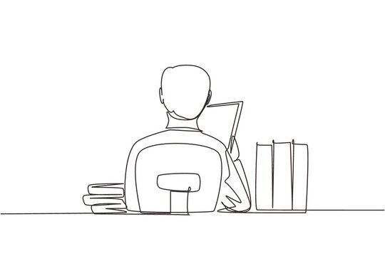 One Line Drawing of Young Happy Elementary School Girl Student Studying in  the Library while Giving Thumbs Up Gesture Education Stock Vector   Illustration of approve line 189671077