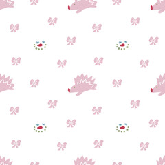 Seamless vector pattern with a cute and delicate Christmas on transparent isolated background in flat style.Repeating ,festive hand drawn print.Design for textiles,wrapping paper,scrapbook paper.