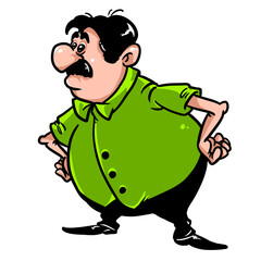 Surprised man character male watching carefully studying