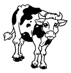 Cow character animal big eyes looking isolated image