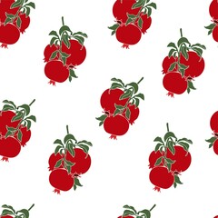 Seamless pattern of pomegranates on a white background
