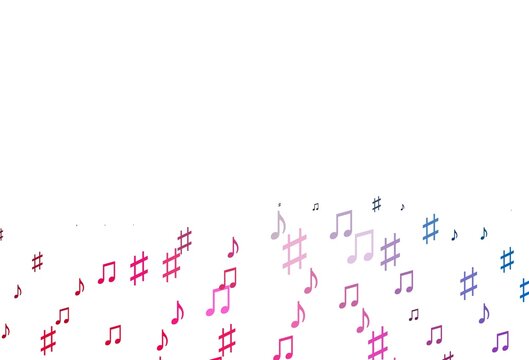 Light Blue, Red vector backdrop with music notes.