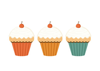 Cupcake cartoon vector. Cupcake vector on white background.
