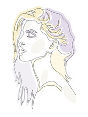 Face line art 1. Portrait of a girl in pastel colors