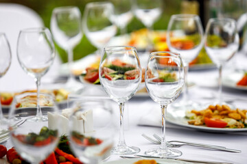 Wine Glass on the banquet table.