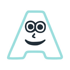 Letter a happy smiling character, vector clip art