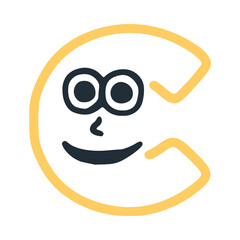Obraz premium Letter c happy smiling character, vector clip art