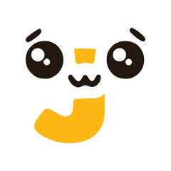 Letter j cute kawaii character with big eyes, vector clipart