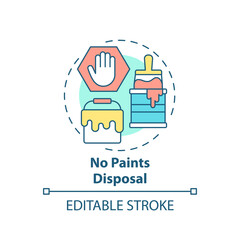 No paints disposal concept icon. Waste management abstract idea thin line illustration. Hazardous trash material. Disposal and recycling. Vector isolated outline color drawing. Editable stroke