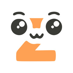 Letter z funny kawaii character with big eyes, vector clipart