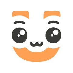 Fototapeta premium Letter u funny kawaii character with big eyes, vector clipart