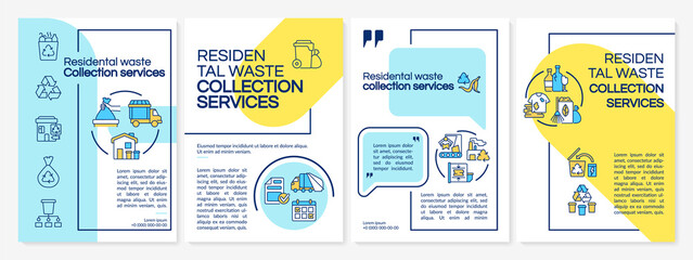 Residential waste management services brochure template. Flyer, booklet, leaflet print, cover design with linear icons. Vector layouts for presentation, annual reports, advertisement pages