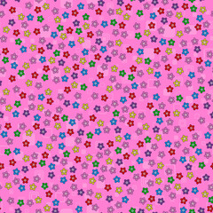 Colorful flower seamless pattern on white background. Paper print design. Abstract retro vector illustration. Trendy textile, fabric, wrapping. Modern space decoration.