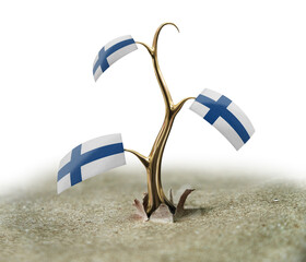 3d sprout with Finnish flag on white