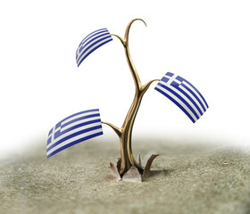 3d sprout with Greek flag on white