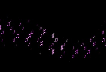 Dark Purple vector texture with musical notes.