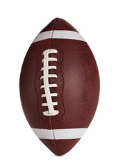 Leather American football ball on white background