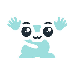 Letter s cute kawaii character with hands up, vector clipart