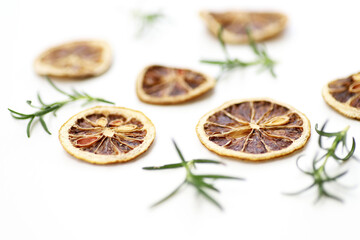 ドライレモンスライスとローズマリー　背景画像