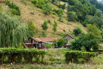Fototapeta na wymiar Village in the National park Domogled Valea Cernei in romania
