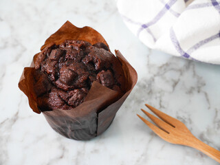 Chocolate muffin on the table