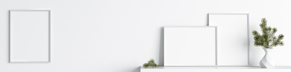 christmas frame mockup, poster mockup, minimalist gallery frame mockup, print mockup, 3d render