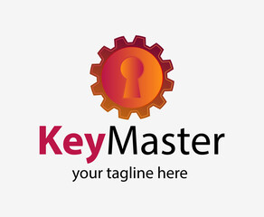 Abstract creative key duplication logo concept. Professional skilled key cutter sign.