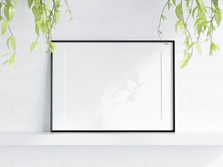 landscape frame mockup, minimalist black frame mockup, poster mockup, print mockup, 3d render
