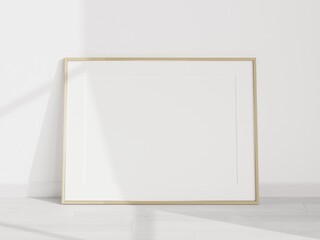 poster mockup, minimalist wooden frame mockup, print mockup, 3d render