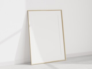 poster mockup, minimalist wooden frame mockup, print mockup, 3d render