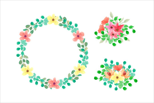 A Set flowers arrangement watercolor