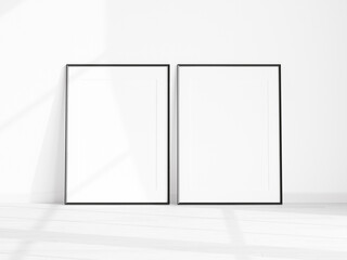 two black frame mockup, poster mockup, minimalist gallery frame mockup, print mockup, 3d render