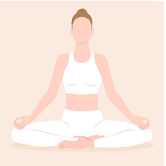 Meditation. Dark brown, light brown, pink, WHITE. Woman